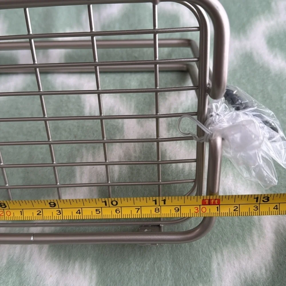 NEW brushed nickel metal wire basket with towel bar
